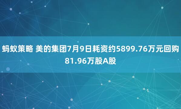蚂蚁策略 美的集团7月9日耗资约5899.76万元回购81.96万股A股