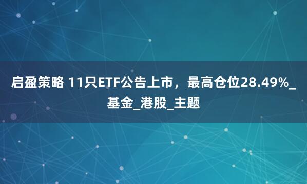 启盈策略 11只ETF公告上市，最高仓位28.49%_基金_港股_主题